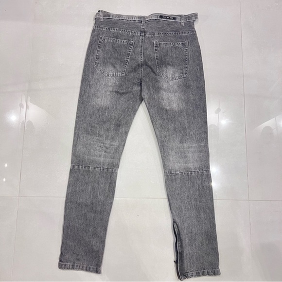 Fear of God - Slim-Fit Belted Distressed Selvedge Denim Jeans - Gray - Picture 9 of 14